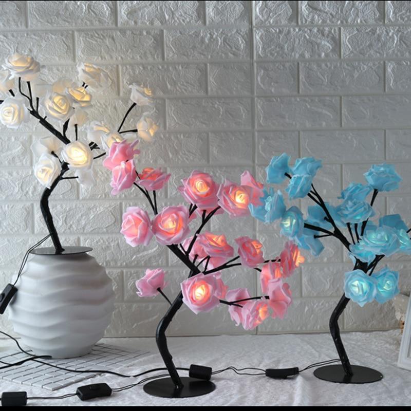 STEVVEX Rose Shaped Table Lamp Flower Rose Tree Decorative Light for Living Room Bedroom Kids Room/Decor Light - Black Girl Golf