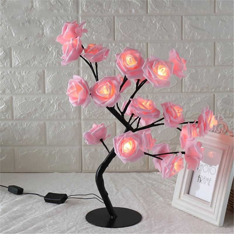 STEVVEX Rose Shaped Table Lamp Flower Rose Tree Decorative Light for Living Room Bedroom Kids Room/Decor Light - Black Girl Golf