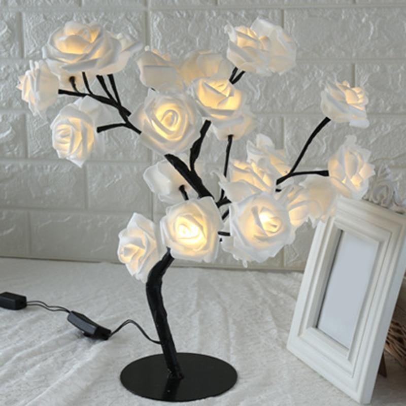 STEVVEX Rose Shaped Table Lamp Flower Rose Tree Decorative Light for Living Room Bedroom Kids Room/Decor Light - Black Girl Golf