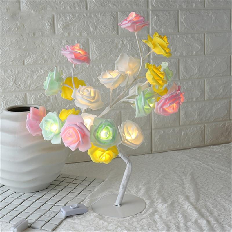 STEVVEX Rose Shaped Table Lamp Flower Rose Tree Decorative Light for Living Room Bedroom Kids Room/Decor Light - Black Girl Golf