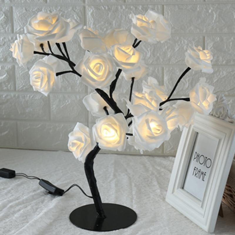 STEVVEX Rose Shaped Table Lamp Flower Rose Tree Decorative Light for Living Room Bedroom Kids Room/Decor Light - Black Girl Golf