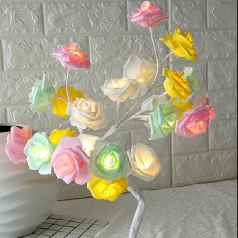 STEVVEX Rose Shaped Table Lamp Flower Rose Tree Decorative Light for Living Room Bedroom Kids Room/Decor Light - Black Girl Golf