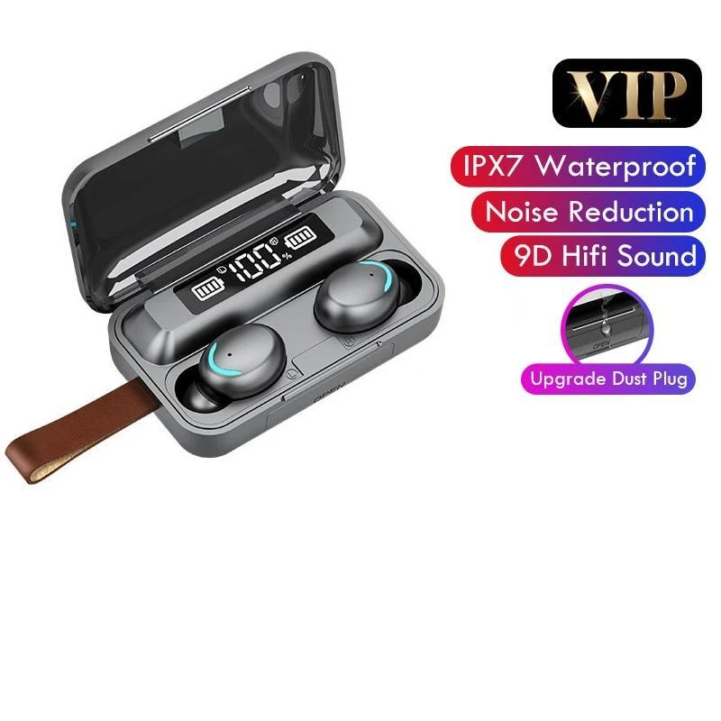 STEVVEX TWS Bluetooth 5.0 Earphones 2200mAh Charging Box Wireless Headphone 9D Stereo Sports Waterproof Earbuds Headsets With Microphone - Black Girl Golf