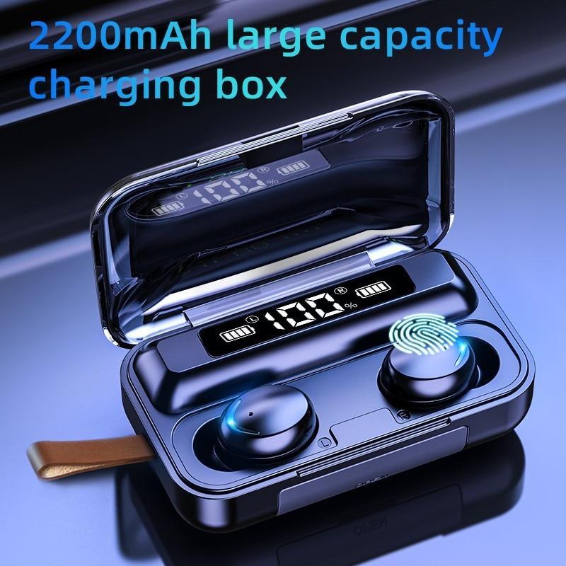 STEVVEX TWS Bluetooth 5.0 Earphones 2200mAh Charging Box Wireless Headphone 9D Stereo Sports Waterproof Earbuds Headsets With Microphone - Black Girl Golf
