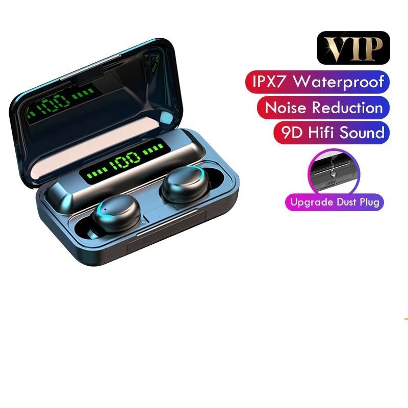 STEVVEX TWS Bluetooth 5.0 Earphones 2200mAh Charging Box Wireless Headphone 9D Stereo Sports Waterproof Earbuds Headsets With Microphone - Black Girl Golf