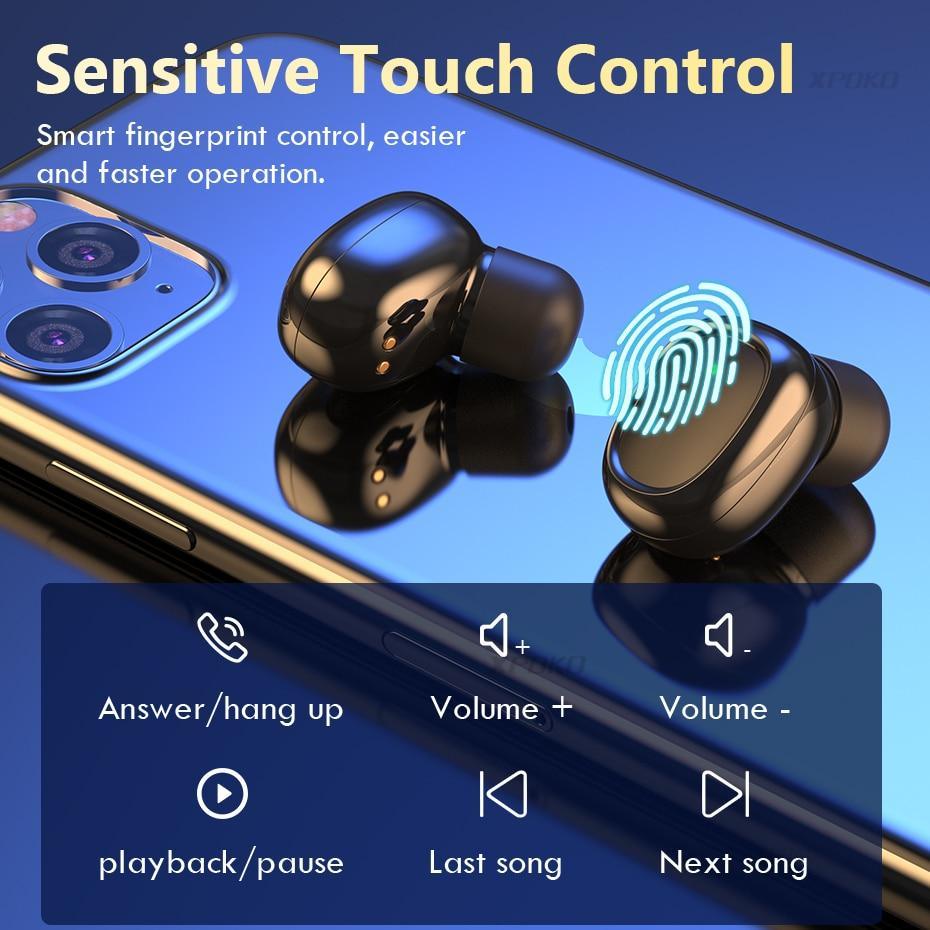 STEVVEX Wireless Headphones Bluetooth Earphones 5.0 with Mic Sports Waterproof Headsets Touch Control Mini In-ear Music Earbuds - Black Girl Golf