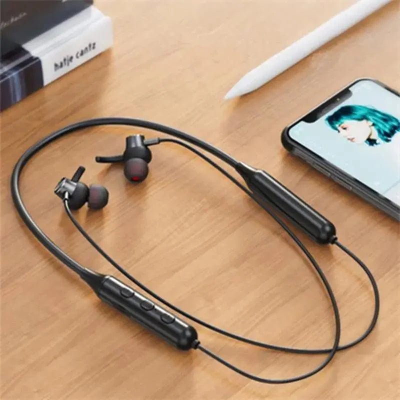 Stylish Wireless Bluetooth Earphones Magnetic Sports Running Headset IPX5 Waterproof Noise Cancelling Stereo Magnetic Earphones With Mic For Workout Running Gym - Black Girl Golf