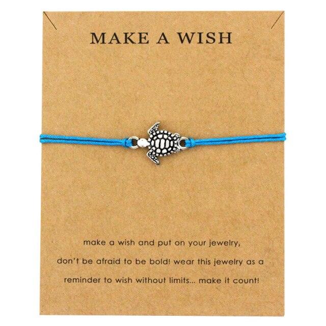 Summer Style Adjustable Jewelry Make a Wish Silver Sea Turtles Charm Women Men Bracelets Beach Sea Turtles Rope String Bracelets Anklets Family Handmade Adjustable Turtle String Bracelet For Women Kids - Black Girl Golf