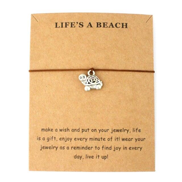 Summer Style Adjustable Jewelry Make a Wish Silver Sea Turtles Charm Women Men Bracelets Beach Sea Turtles Rope String Bracelets Anklets Family Handmade Adjustable Turtle String Bracelet For Women Kids - Black Girl Golf