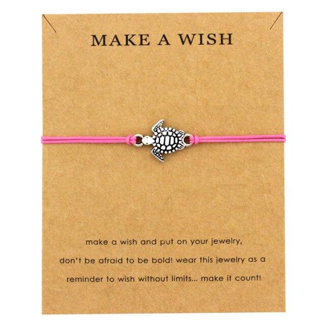 Summer Style Adjustable Jewelry Make a Wish Silver Sea Turtles Charm Women Men Bracelets Beach Sea Turtles Rope String Bracelets Anklets Family Handmade Adjustable Turtle String Bracelet For Women Kids - Black Girl Golf