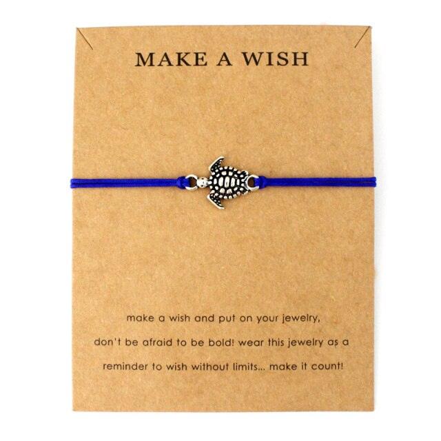 Summer Style Adjustable Jewelry Make a Wish Silver Sea Turtles Charm Women Men Bracelets Beach Sea Turtles Rope String Bracelets Anklets Family Handmade Adjustable Turtle String Bracelet For Women Kids - Black Girl Golf