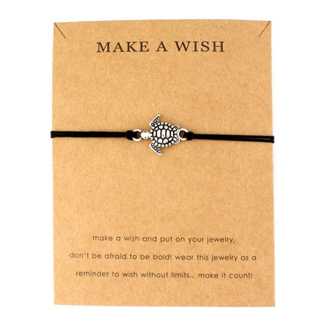 Summer Style Adjustable Jewelry Make a Wish Silver Sea Turtles Charm Women Men Bracelets Beach Sea Turtles Rope String Bracelets Anklets Family Handmade Adjustable Turtle String Bracelet For Women Kids - Black Girl Golf