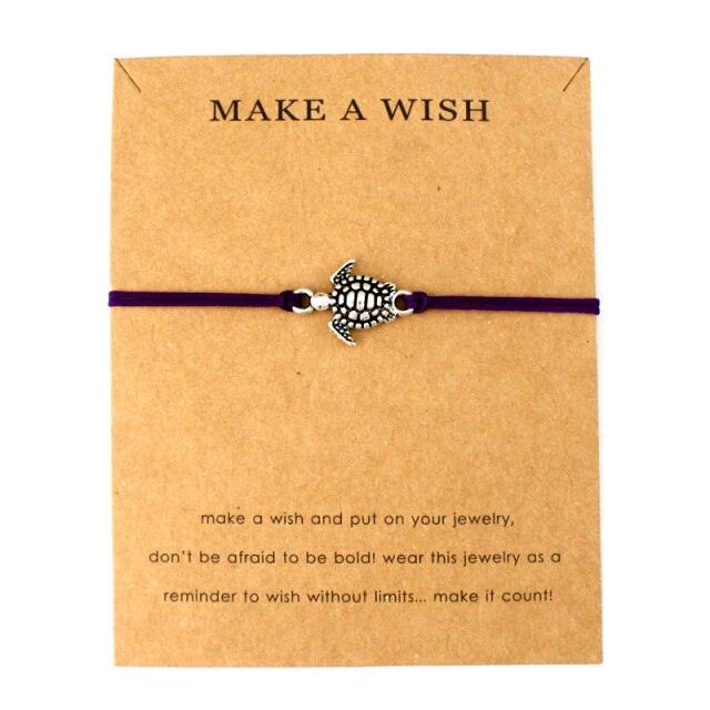 Summer Style Adjustable Jewelry Make a Wish Silver Sea Turtles Charm Women Men Bracelets Beach Sea Turtles Rope String Bracelets Anklets Family Handmade Adjustable Turtle String Bracelet For Women Kids - Black Girl Golf