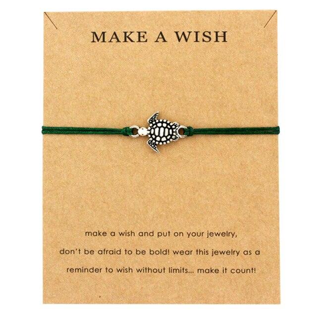 Summer Style Adjustable Jewelry Make a Wish Silver Sea Turtles Charm Women Men Bracelets Beach Sea Turtles Rope String Bracelets Anklets Family Handmade Adjustable Turtle String Bracelet For Women Kids - Black Girl Golf