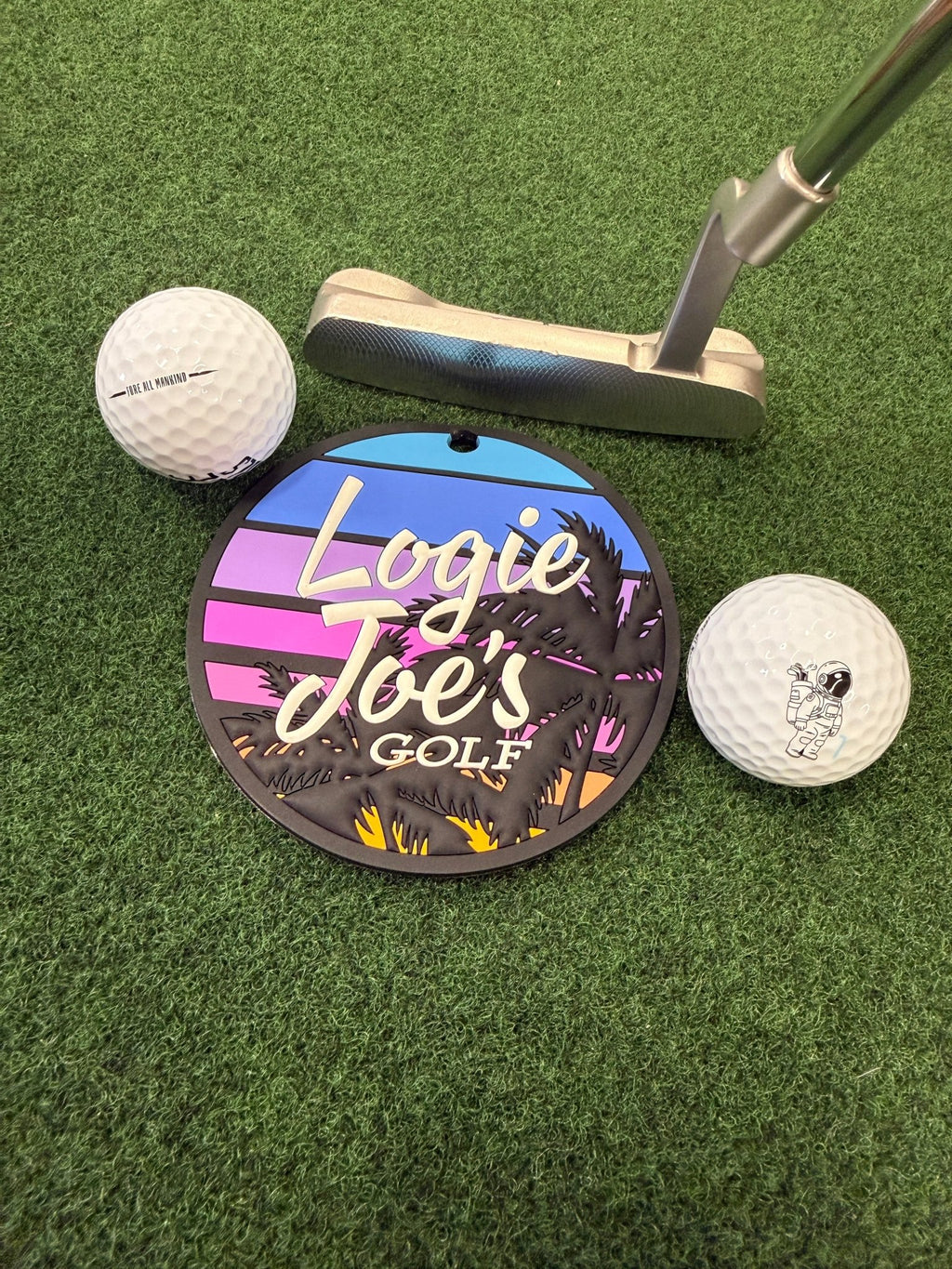 Sunset Palms Golf Putting Disc | Indoor Practice Marker | Portable Golf Training Aid - Black Girl Golf