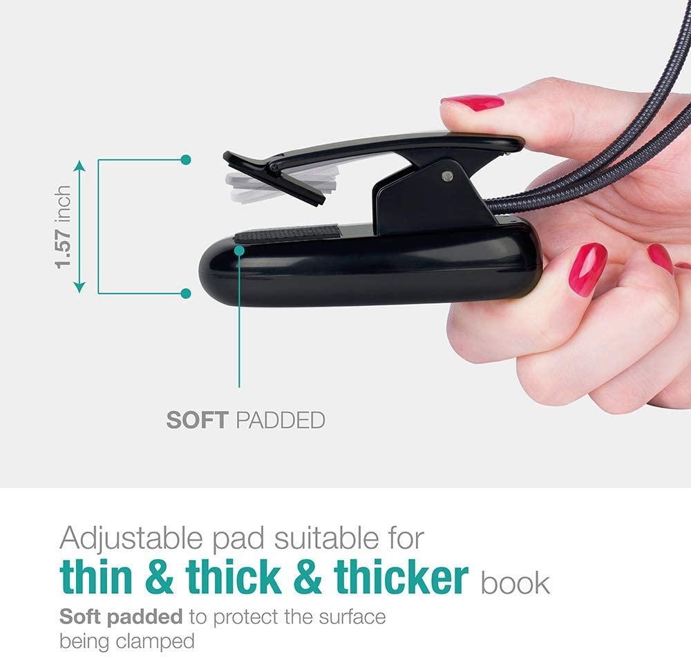 Super Adjustable Goosenecks Clip LED Lamp For Book Reading With Stand And Double Ligh Rechargeable 12 LED Warm Book Light, Clip On Bed Reading Light, Music Stand Lamp, 2 Brightness & 2 Goosenecks Light Up 2 Full Pages. Perfect For Bookworms, Kids & Music - Black Girl Golf