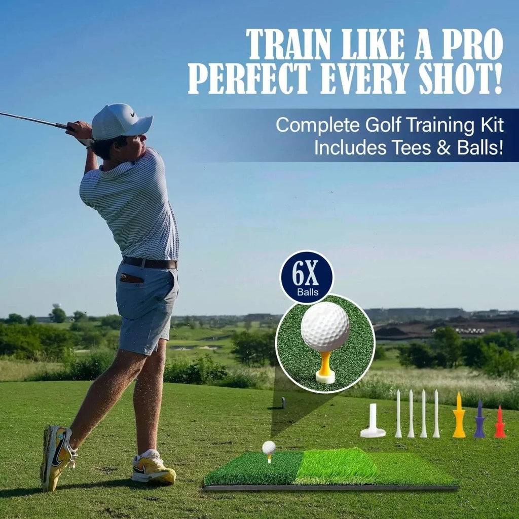 Swing Rex Premium 3 - in - 1 Golf Mat 24"x24" – Tri - Turf Practice Mat – Foldable Non - Slip Base - Black Girl Golf