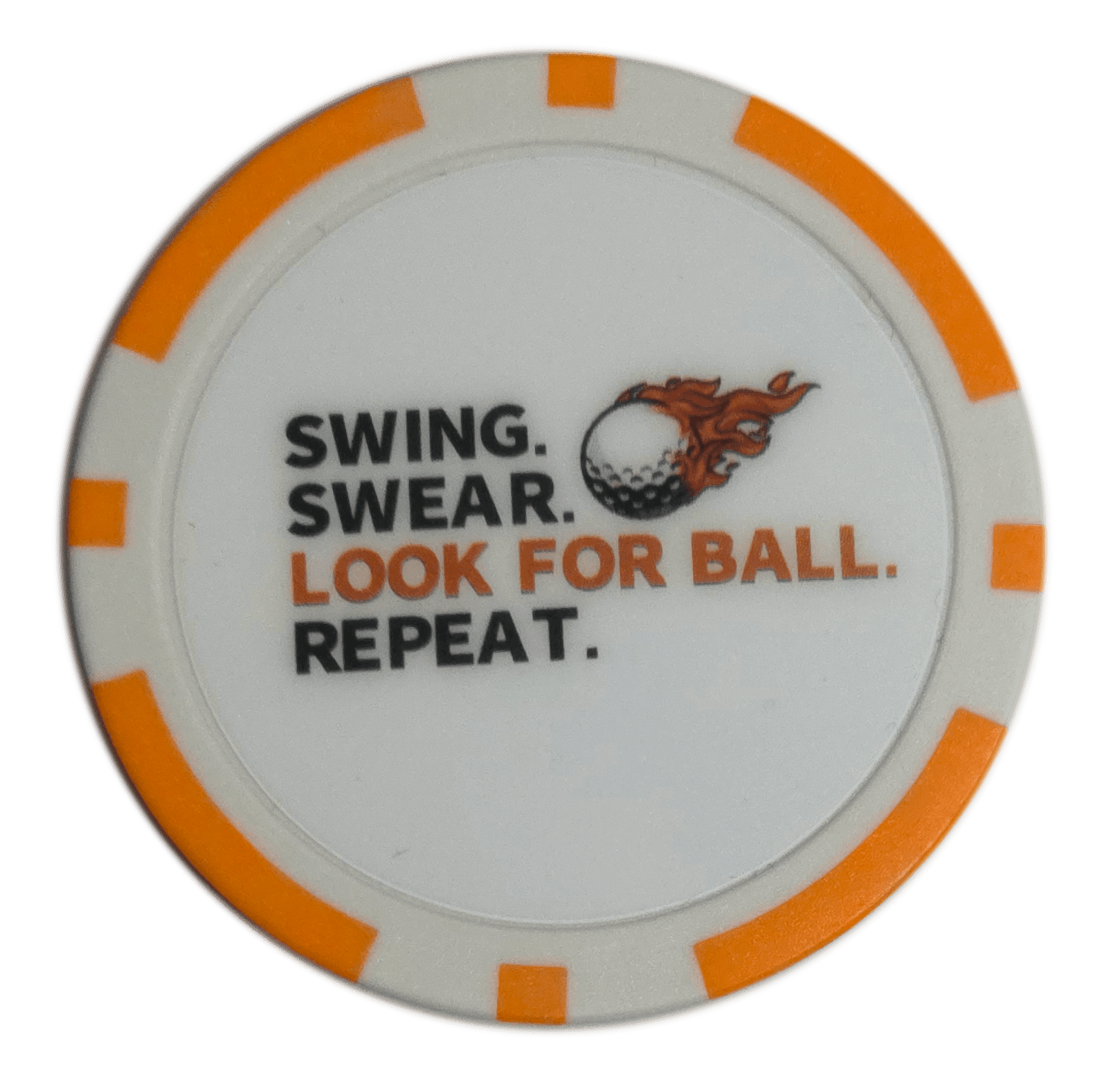 “Swing. Swear. Look for Ball. Repeat.” Golf Ball Marker Poker Chip - Black Girl Golf