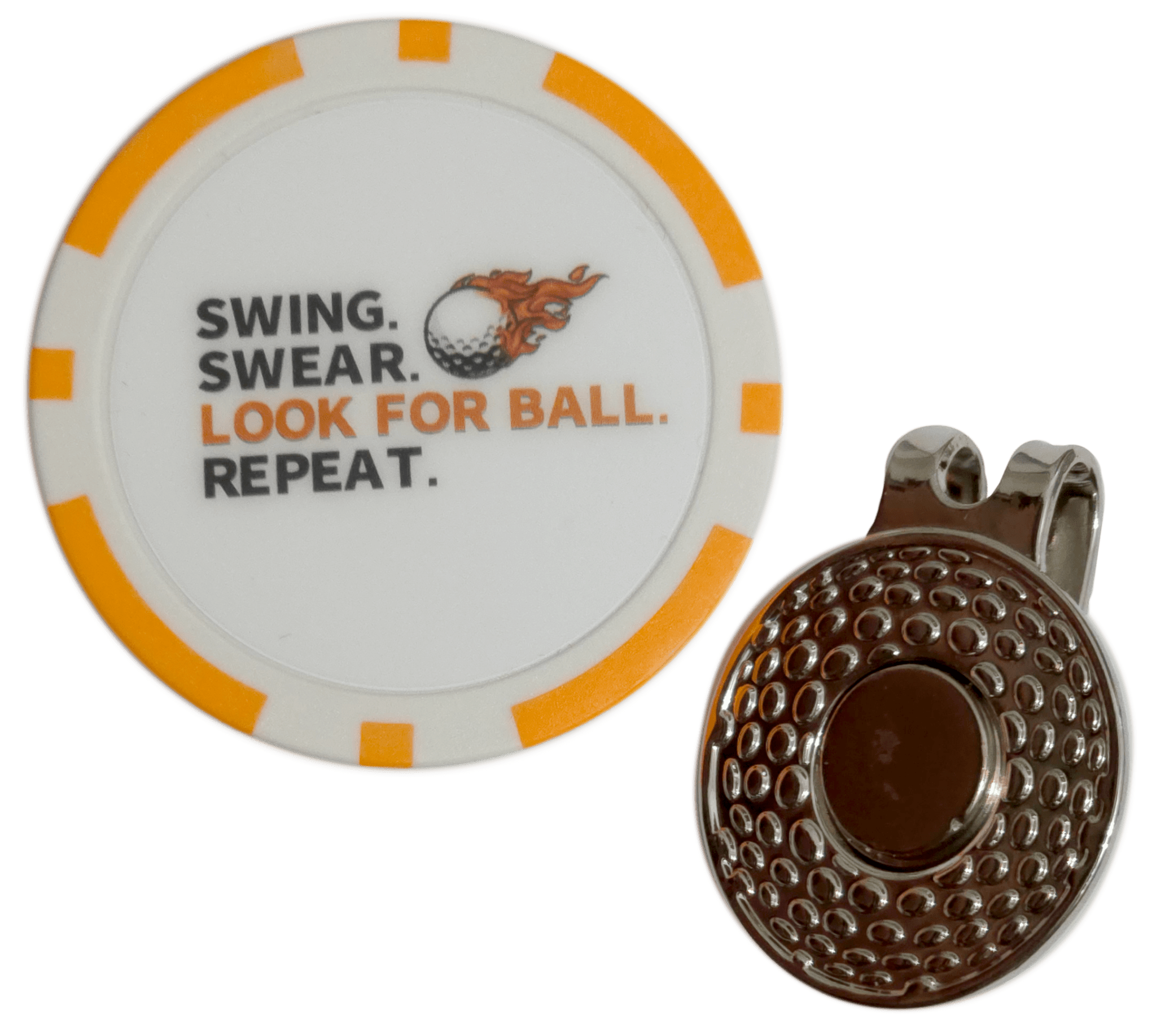“Swing. Swear. Look for Ball. Repeat.” Golf Ball Marker Poker Chip - Black Girl Golf