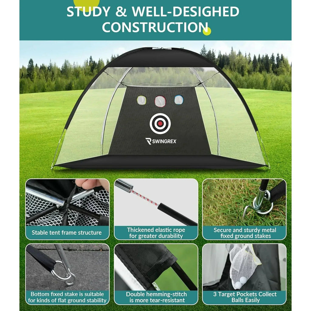 SwingRex 10x7 Golf Practice Net – Golf Hitting Net for Backyard & Garage - Black Girl Golf