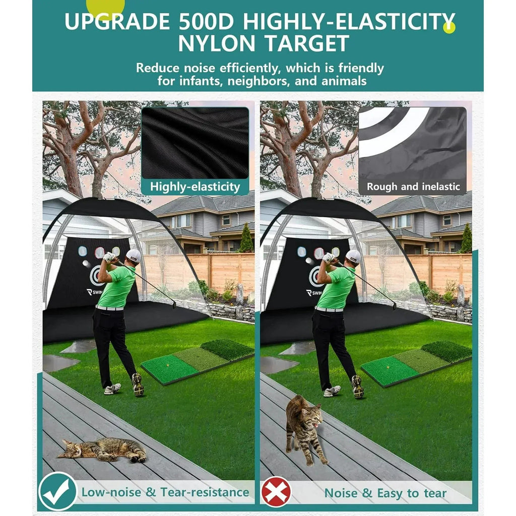 SwingRex 10x7 Golf Practice Net – Golf Hitting Net for Backyard & Garage - Black Girl Golf