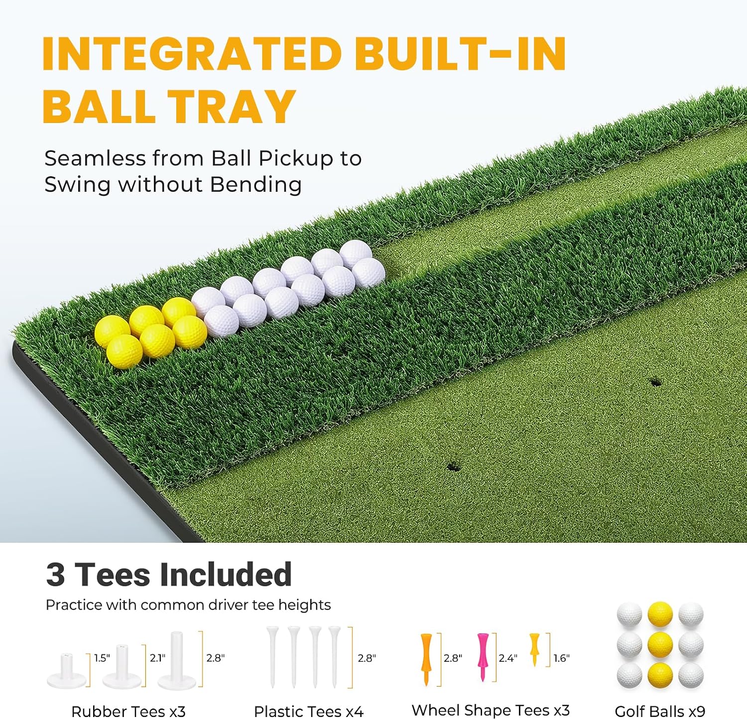 SwingRex 5x4FT Golf Practice Mat with Balls, Tees for Indoor & Outdoor Training - Black Girl Golf