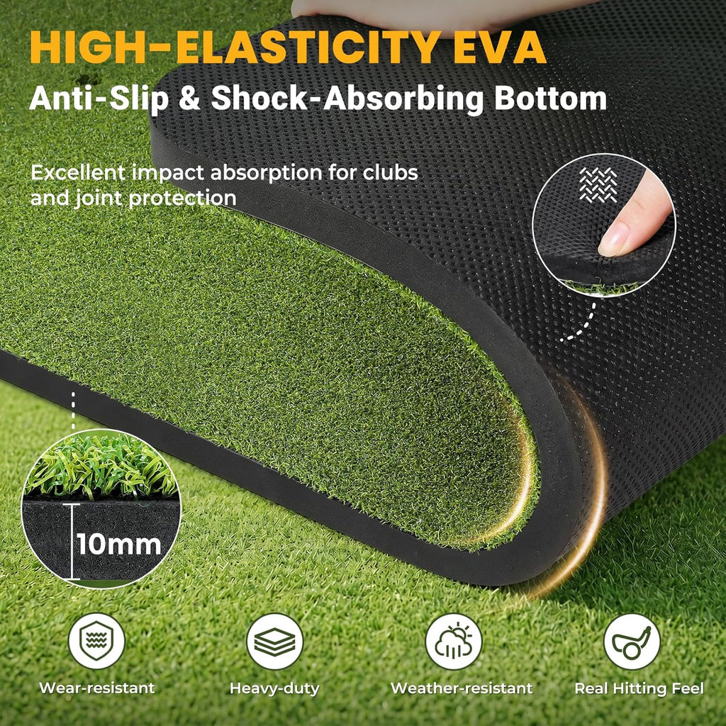 SwingRex 5x4FT Golf Practice Mat with Balls, Tees for Indoor & Outdoor Training - Black Girl Golf