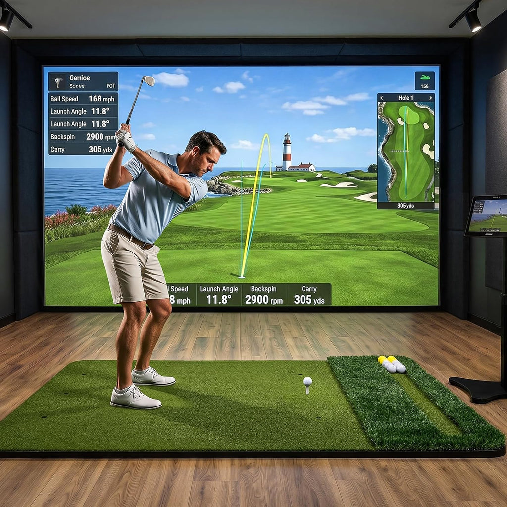 SwingRex 5x4FT Golf Practice Mat with Balls, Tees for Indoor & Outdoor Training - Black Girl Golf