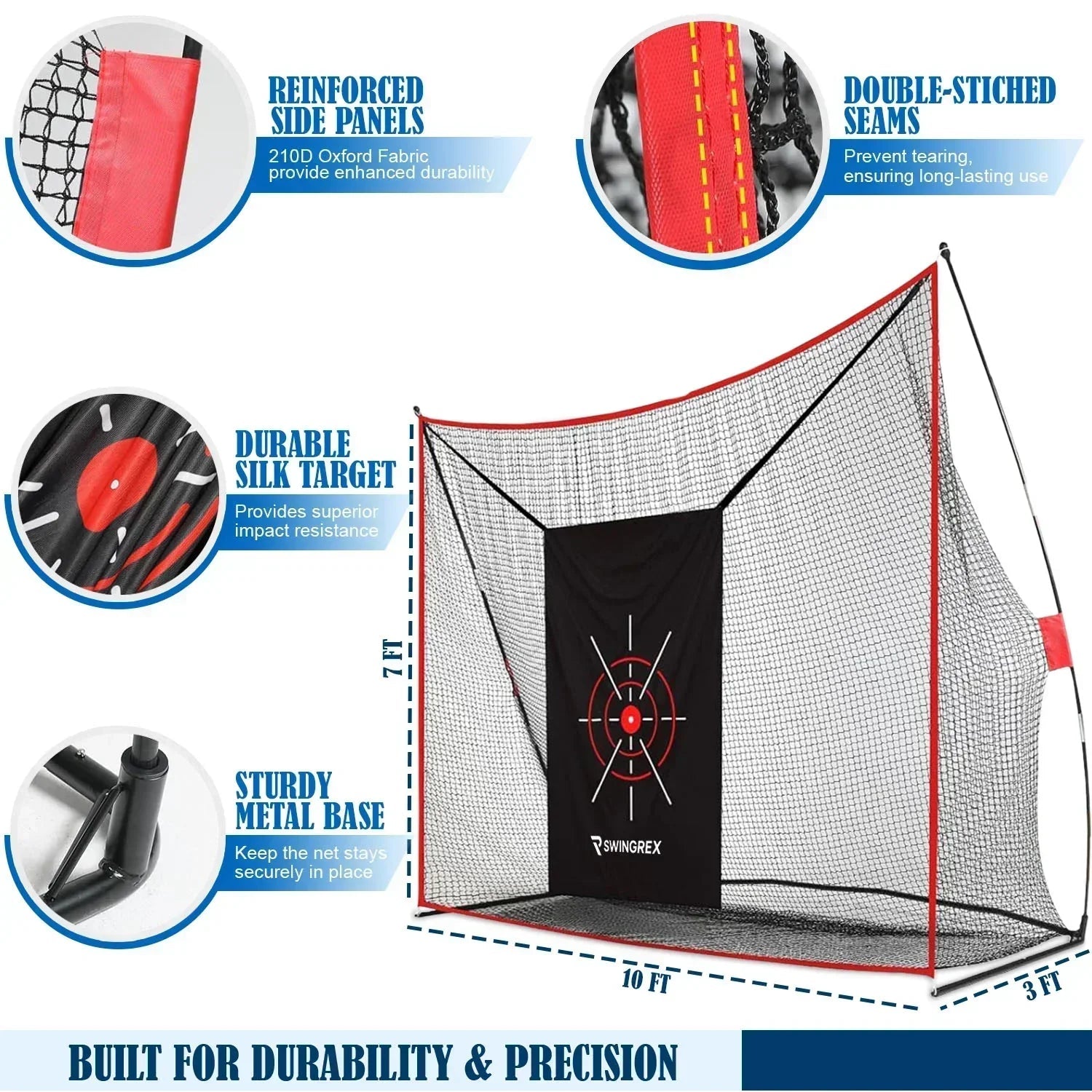 SwingRex Heavy Duty Golf Net for Real Golf Balls – Backyard Practice Net - Black Girl Golf