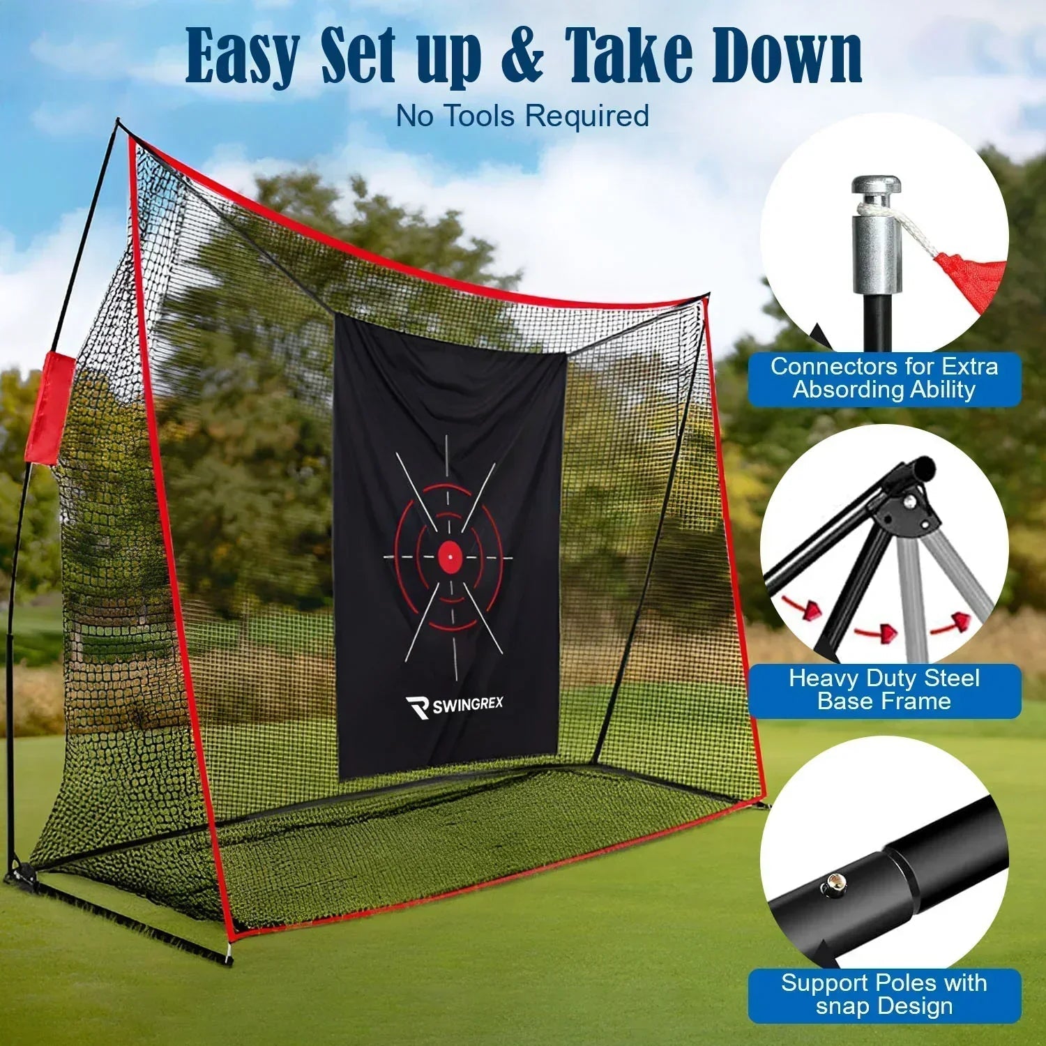 SwingRex Heavy Duty Golf Net for Real Golf Balls – Backyard Practice Net - Black Girl Golf