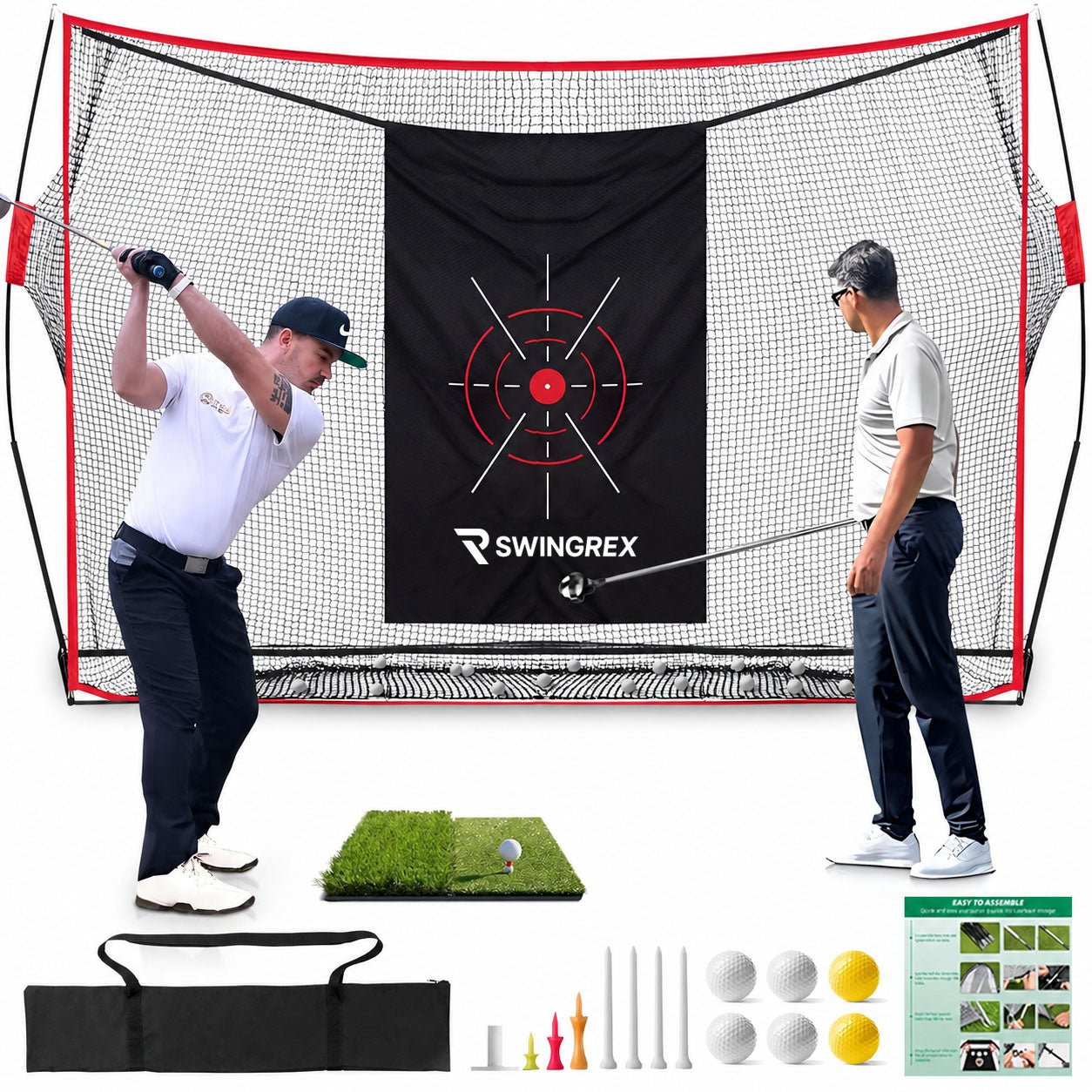 SwingRex Heavy Duty Golf Net for Real Golf Balls – Backyard Practice Net - Black Girl Golf