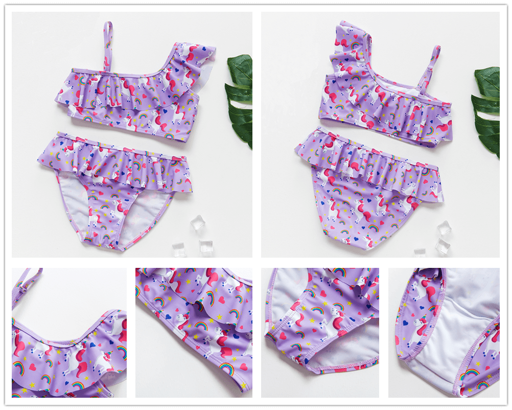 Teenager Girls Swimwear Two pieces Girls Swimsuit High quality Kids Bikini Sets Children Beach Wear Girls Two Piece Bikini Swimsuits Striped Ruffle Swimwear Bathing Suit Set - Black Girl Golf