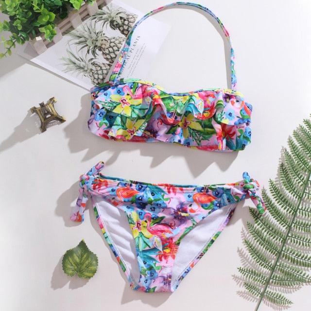 Teenager Girls Swimwear Two pieces Girls Swimsuit High quality Kids Bikini Sets Children Beach Wear Girls Two Piece Bikini Swimsuits Striped Ruffle Swimwear Bathing Suit Set - Black Girl Golf
