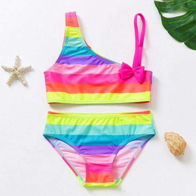 Teenager Girls Swimwear Two pieces Girls Swimsuit High quality Kids Bikini Sets Children Beach Wear Girls Two Piece Bikini Swimsuits Striped Ruffle Swimwear Bathing Suit Set - Black Girl Golf