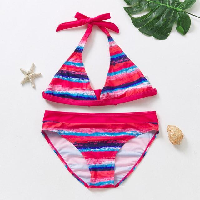 Teenager Girls Swimwear Two pieces Girls Swimsuit High quality Kids Bikini Sets Children Beach Wear Girls Two Piece Bikini Swimsuits Striped Ruffle Swimwear Bathing Suit Set - Black Girl Golf