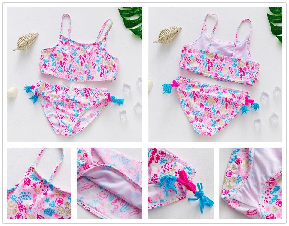 Teenager Girls Swimwear Two pieces Girls Swimsuit High quality Kids Bikini Sets Children Beach Wear Girls Two Piece Bikini Swimsuits Striped Ruffle Swimwear Bathing Suit Set - Black Girl Golf