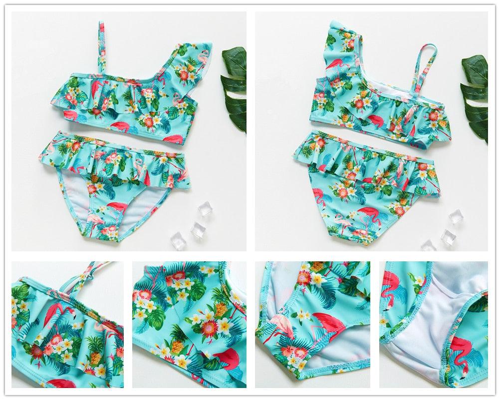 Teenager Girls Swimwear Two pieces Girls Swimsuit High quality Kids Bikini Sets Children Beach Wear Girls Two Piece Bikini Swimsuits Striped Ruffle Swimwear Bathing Suit Set - Black Girl Golf
