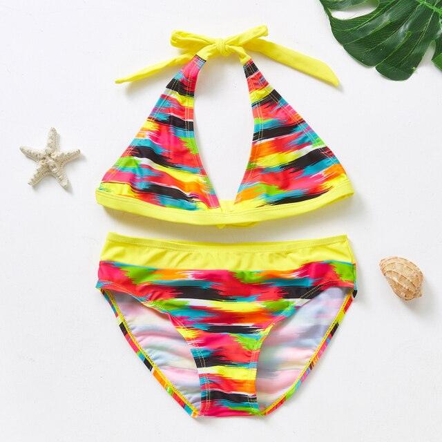 Teenager Girls Swimwear Two pieces Girls Swimsuit High quality Kids Bikini Sets Children Beach Wear Girls Two Piece Bikini Swimsuits Striped Ruffle Swimwear Bathing Suit Set - Black Girl Golf