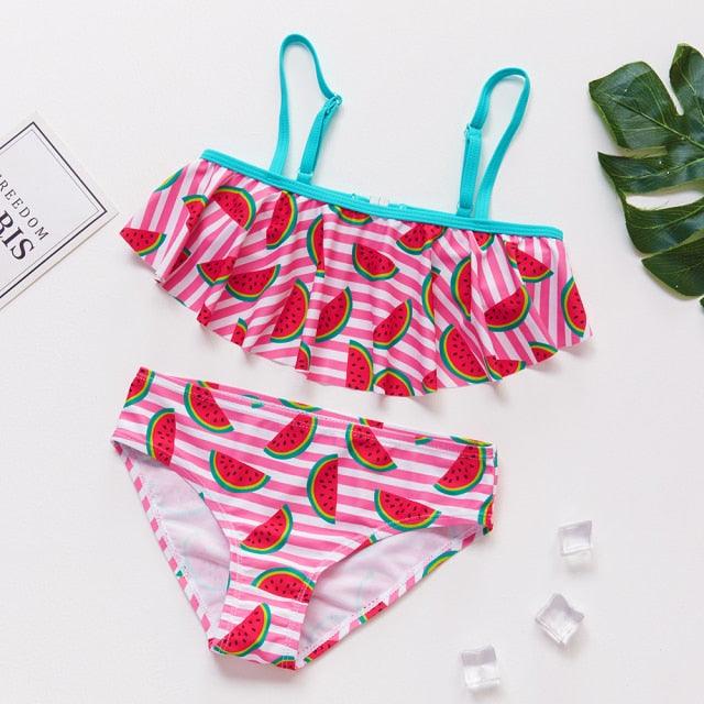 Teenager Girls Swimwear Two pieces Girls Swimsuit High quality Kids Bikini Sets Children Beach Wear Girls Two Piece Bikini Swimsuits Striped Ruffle Swimwear Bathing Suit Set - Black Girl Golf