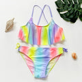 Teenager Girls Swimwear Two pieces Girls Swimsuit High quality Kids Bikini Sets Children Beach Wear Girls Two Piece Bikini Swimsuits Striped Ruffle Swimwear Bathing Suit Set - Black Girl Golf