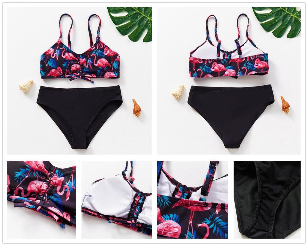 Teenager Girls Swimwear Two pieces Girls Swimsuit High quality Kids Bikini Sets Children Beach Wear Girls Two Piece Bikini Swimsuits Striped Ruffle Swimwear Bathing Suit Set - Black Girl Golf