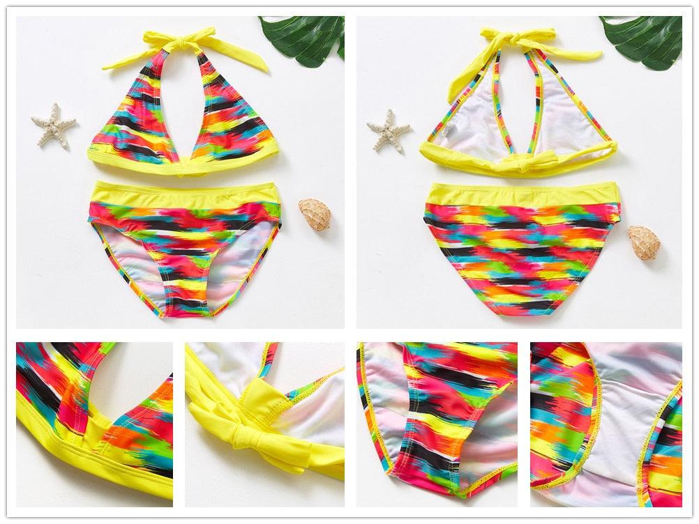 Teenager Girls Swimwear Two pieces Girls Swimsuit High quality Kids Bikini Sets Children Beach Wear Girls Two Piece Bikini Swimsuits Striped Ruffle Swimwear Bathing Suit Set - Black Girl Golf
