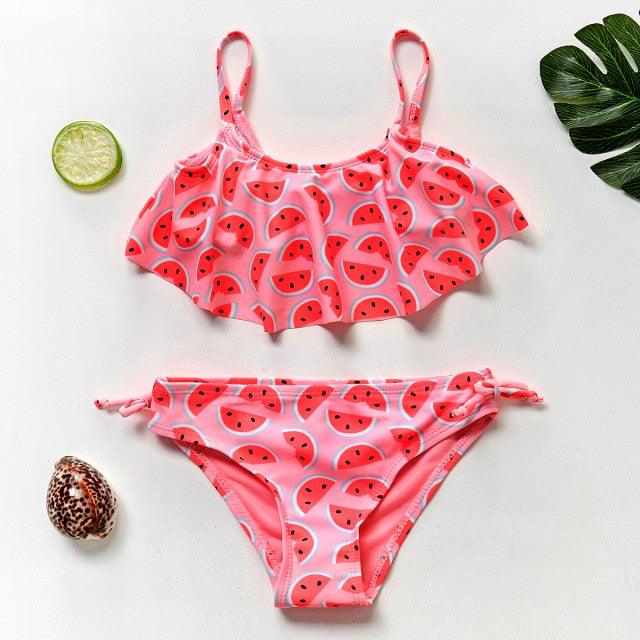 Teenager Girls Swimwear Two pieces Girls Swimsuit High quality Kids Bikini Sets Children Beach Wear Girls Two Piece Bikini Swimsuits Striped Ruffle Swimwear Bathing Suit Set - Black Girl Golf