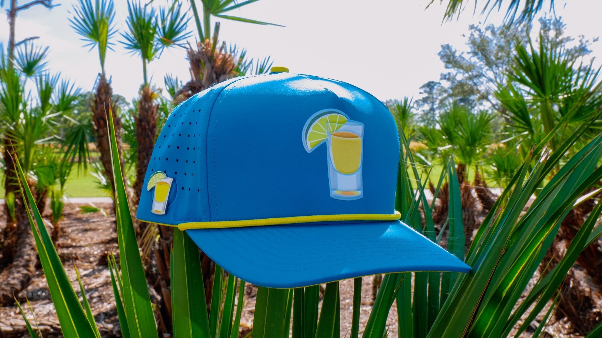 Tequila and Lime Golf Hat | Snapback Cap | Built - in Magnetic Ball Marker Holder + Marker Included | Adjustable | Shot Glass - Black Girl Golf