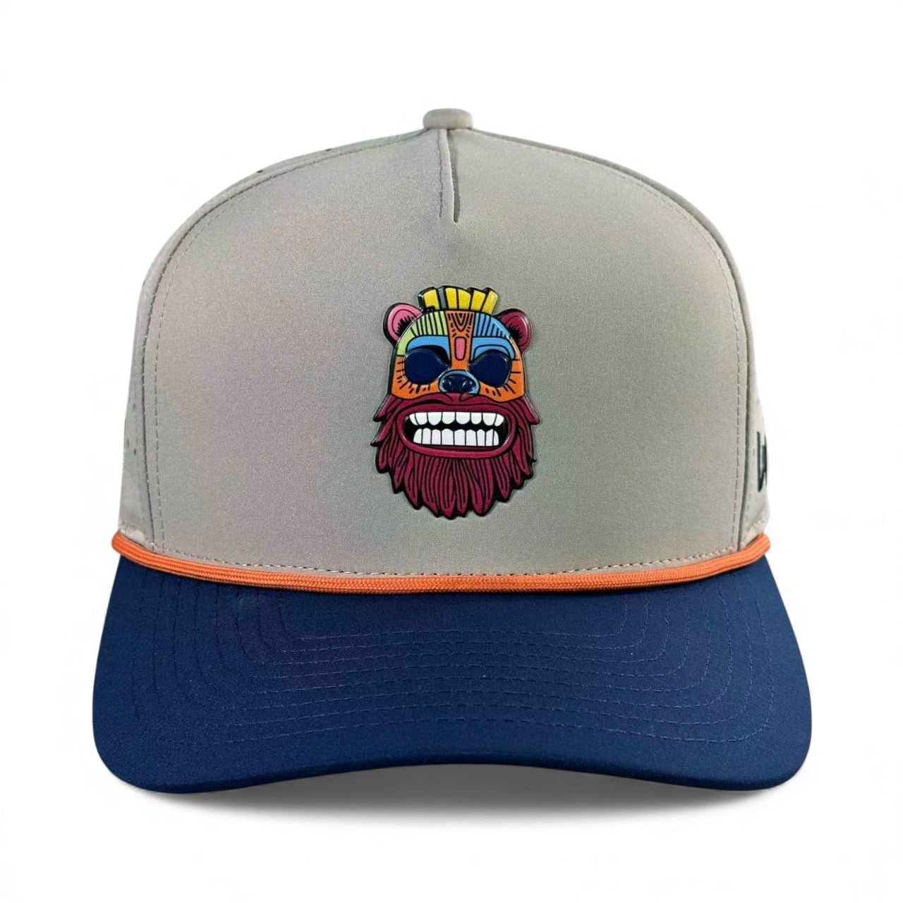 Tiki Bear Golf Hat | Snapback Cap | Built-in Magnetic Ball Marker Holder + Marker Included | Adjustable Multicolor - Black Girl Golf