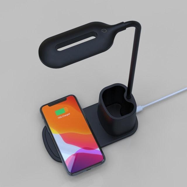 Touch Dimmable LED Desk Lamp 10W Wireless Charging/USB Charging Table Light for Children Kids Reading Study Bedside Bedroom Decorative Table Lamp Cute Study Lamps for Bedroom Décor - Black Girl Golf