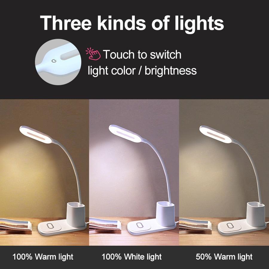Touch Dimmable LED Desk Lamp 10W Wireless Charging/USB Charging Table Light for Children Kids Reading Study Bedside Bedroom Decorative Table Lamp Cute Study Lamps for Bedroom Décor - Black Girl Golf