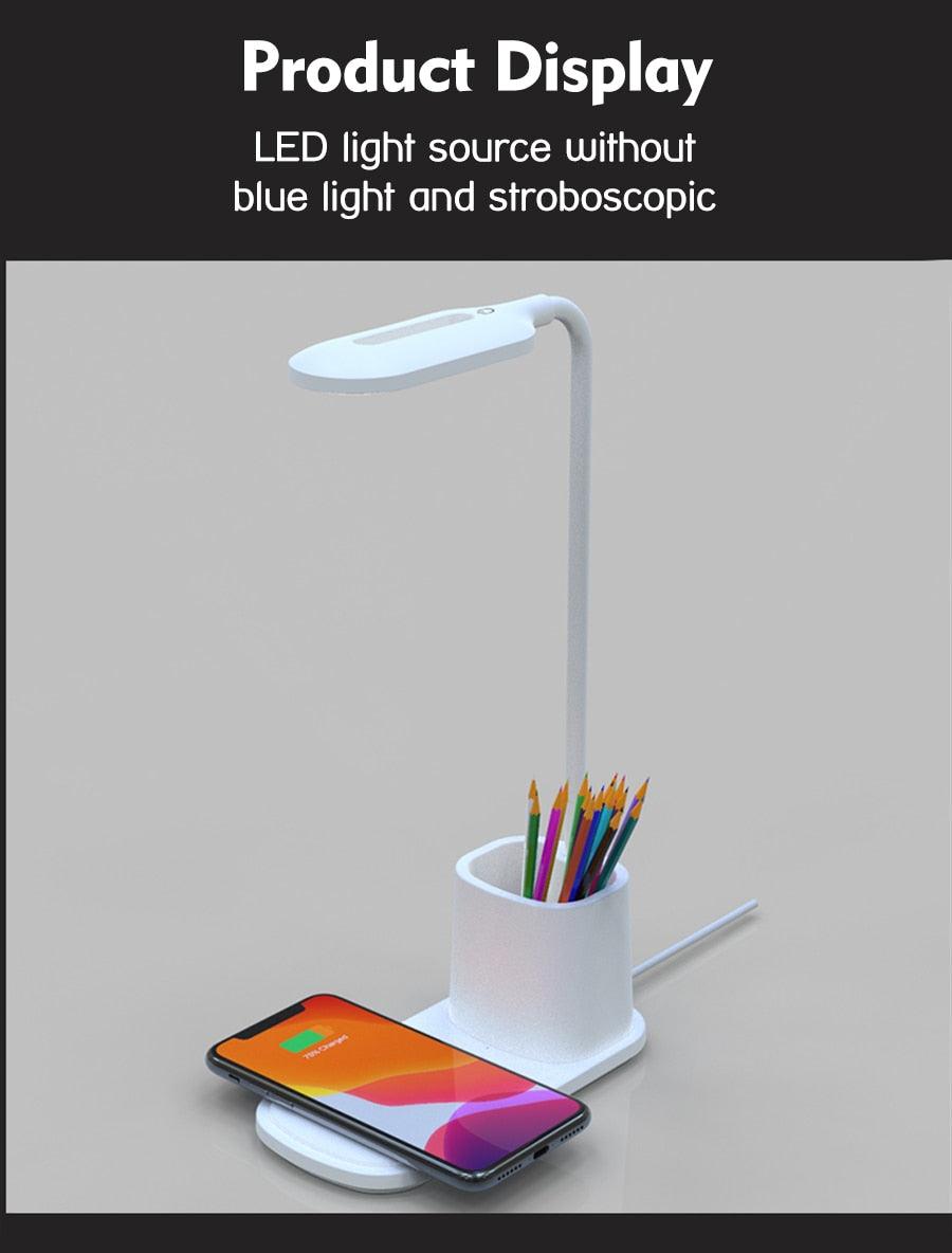 Touch Dimmable LED Desk Lamp 10W Wireless Charging/USB Charging Table Light for Children Kids Reading Study Bedside Bedroom Decorative Table Lamp Cute Study Lamps for Bedroom Décor - Black Girl Golf