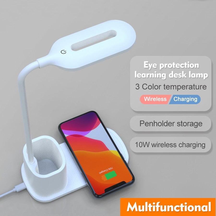 Touch Dimmable LED Desk Lamp 10W Wireless Charging/USB Charging Table Light for Children Kids Reading Study Bedside Bedroom Decorative Table Lamp Cute Study Lamps for Bedroom Décor - Black Girl Golf