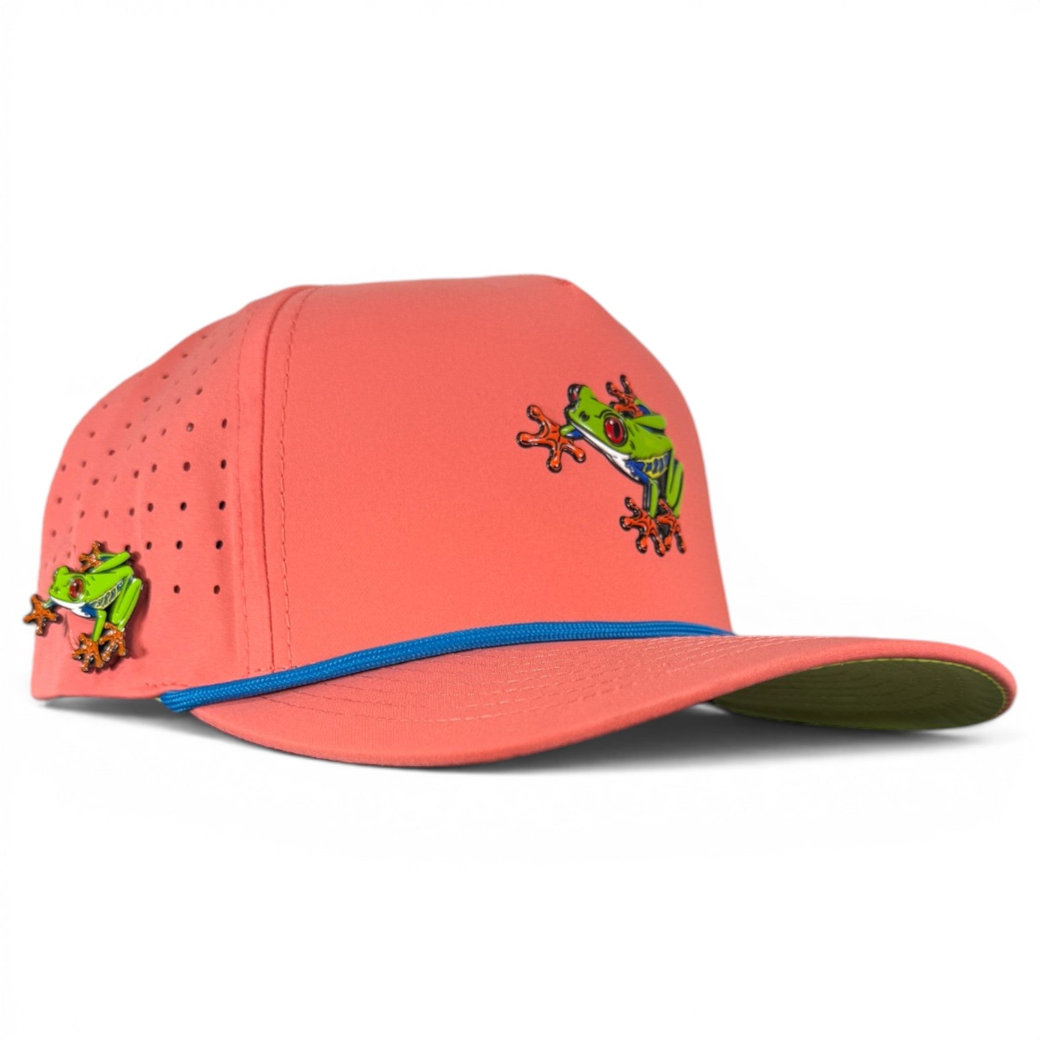 Tree Frog Golf Hat | Snapback Cap | Built-in Magnetic Ball Marker Holder + Marker Included | Adjustable | Red Eyed - Black Girl Golf